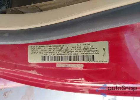 2008 Volkswagen New Beetle S из США, поврежденный, VIN 3VWPW31CX8M520588